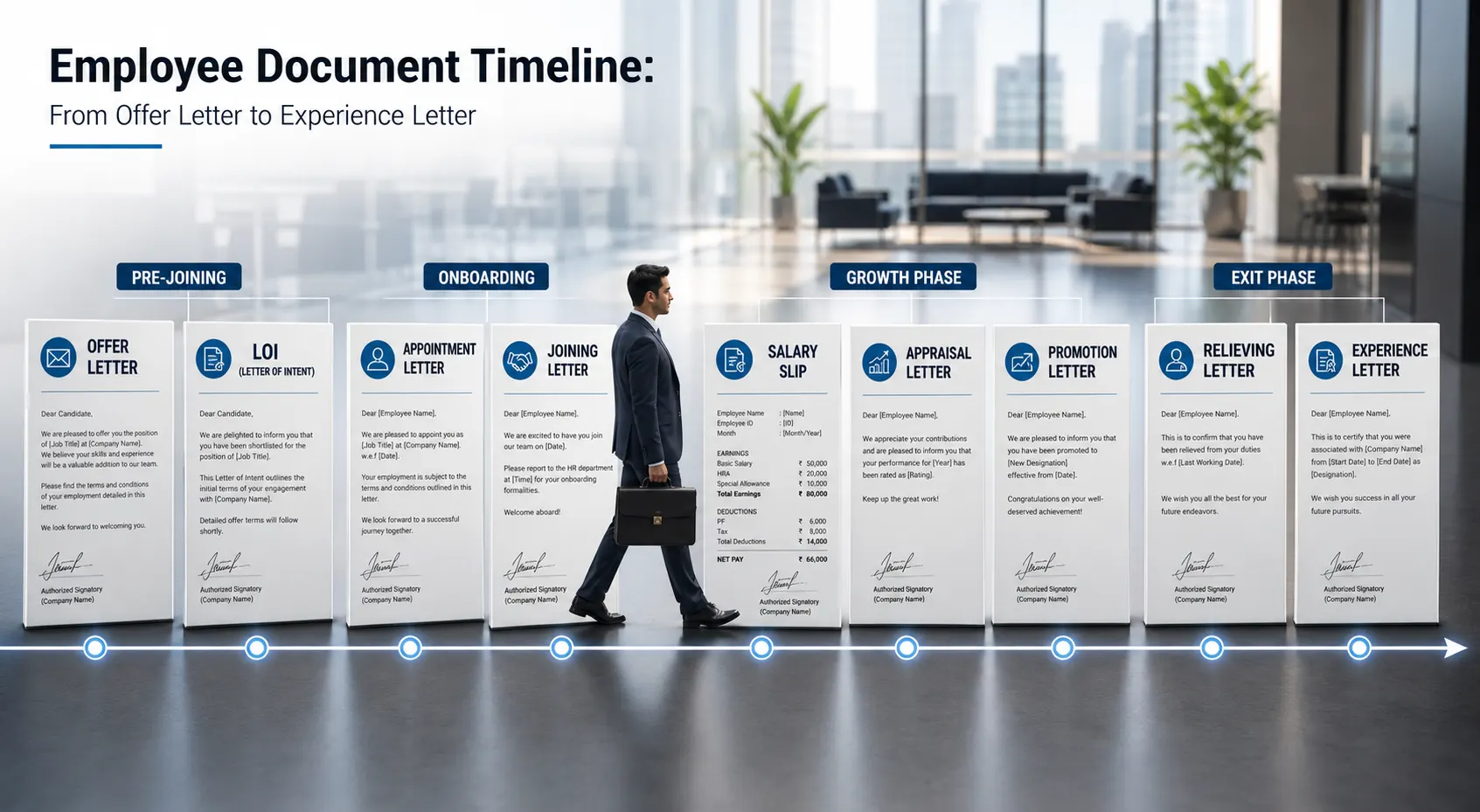 Various documents issued at different timeline during employment tenure